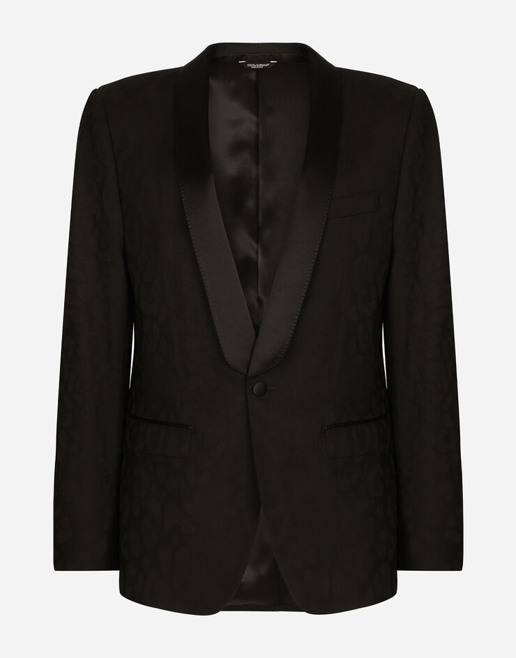 Dolce & Gabbana Single-breasted Sicilia-fit jacket in leopard-design wool jacquard Black G2RU1TFJBAJ