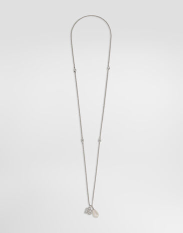 Dolce & Gabbana Collar con lágrima y logotipo DG Plateado WNQ3S3W1111