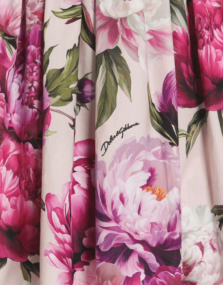 Dolce & Gabbana Kleid aus Materialmix mit Pfingstrosen-Print Dolce & Gabbana Kleid aus Materialmix mit Pfingstrosen-Print Multicolor L5JDBQG7QZY