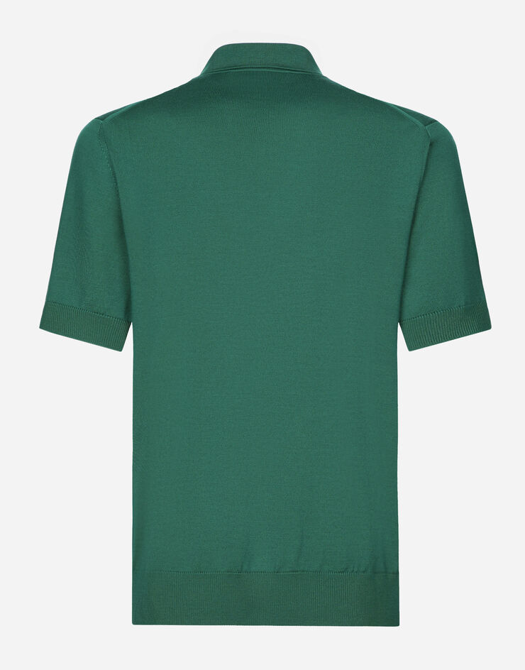 Dolce & Gabbana Pull polo en laine avec plaquette à logo Multicolore GXO38TJCVC7