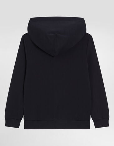 Dolce & Gabbana Hooded sweatshirt with logo plate Blue L4JW2VG7P1V