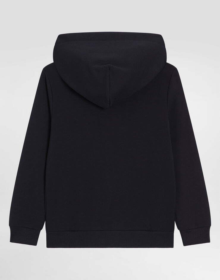 Dolce & Gabbana Felpa con cappuccio con placca logo Blu L4JW2VG7P1V