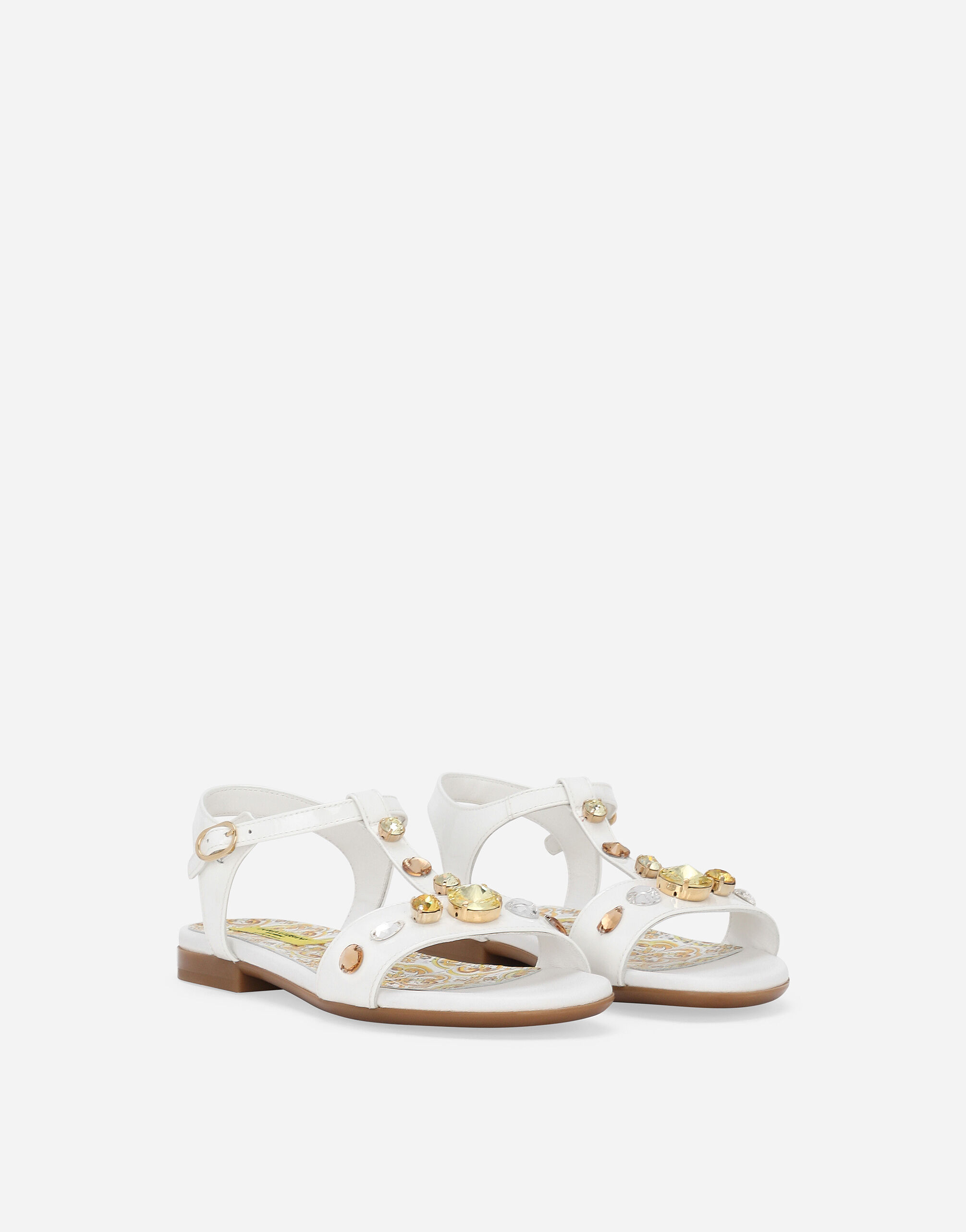 人気の新作 sandals leather Patent with and print majolica yellow 靴