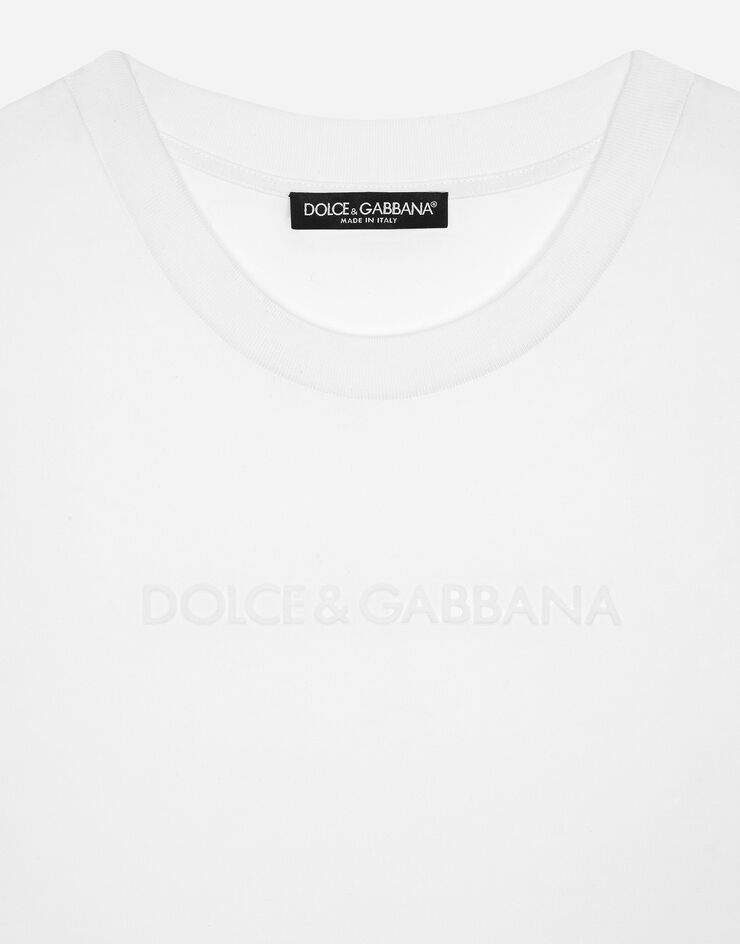 Dolce & Gabbana Jersey T-shirt with flocked Dolce&Gabbana detail White F8T00TGDCBQ