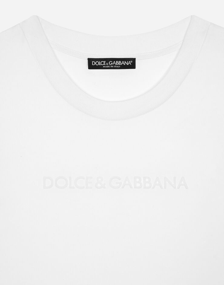 Dolce & Gabbana Футболка из джерси с флокированным логотипом Dolce&Gabbana белый F8T00TGDCBQ