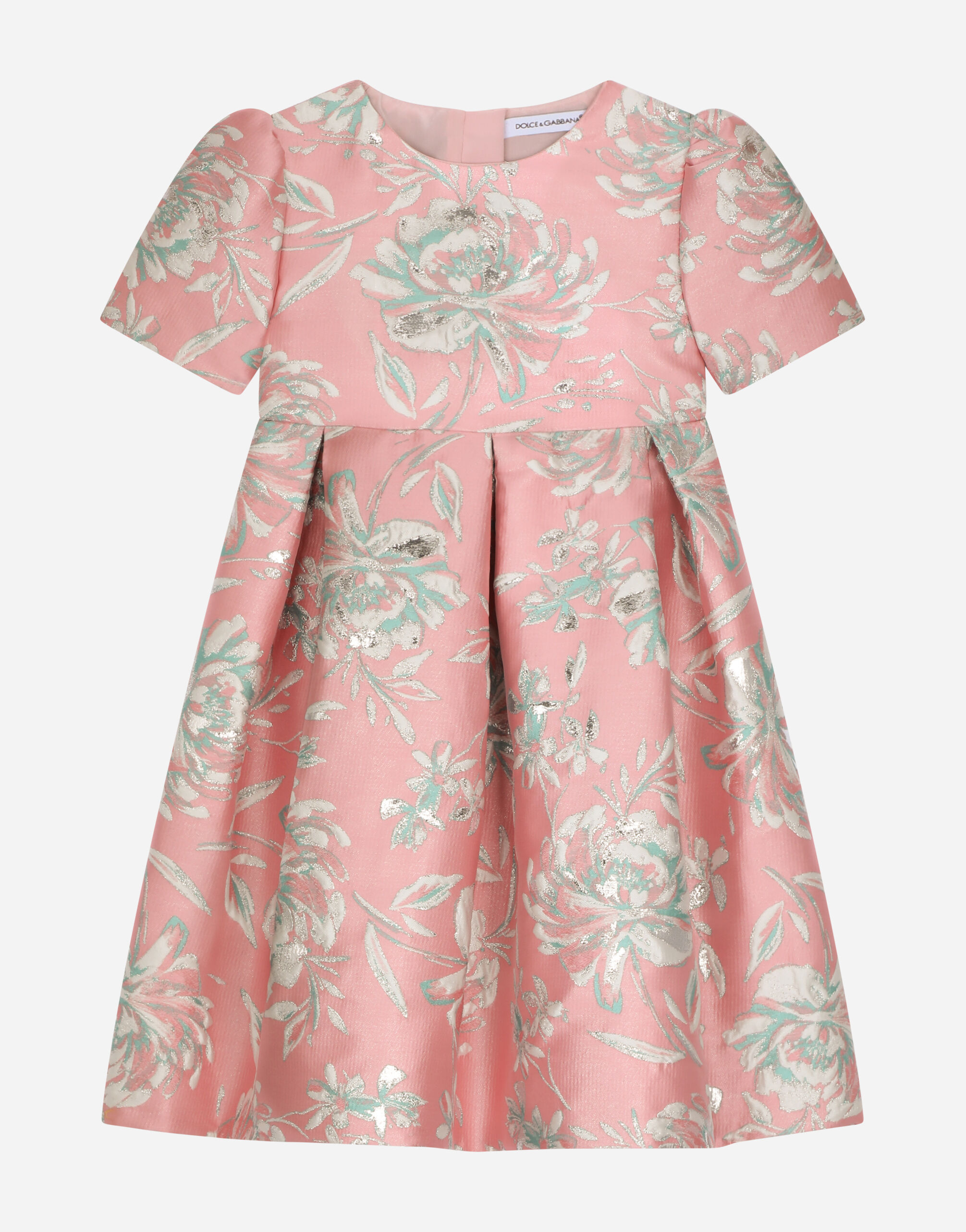 Short sleeved floral cloque dress in Multicolor for