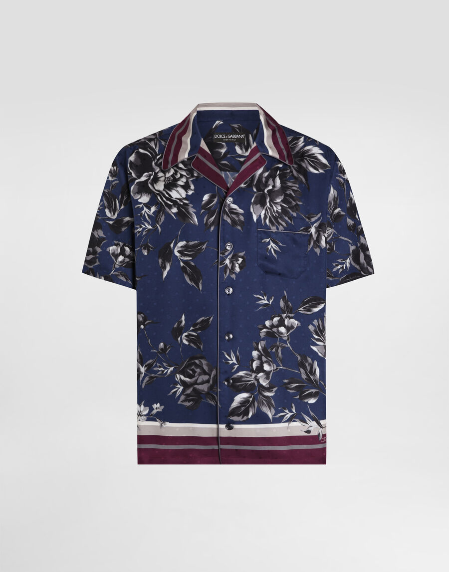 Peony-print hawaii twill shirt