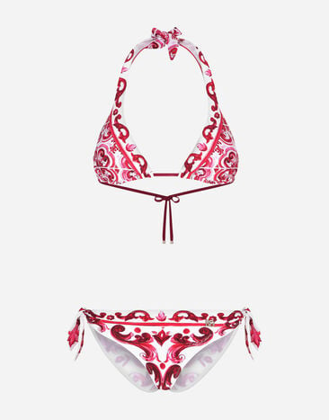 Dolce & Gabbana Majolica print padded triangle bikini Print O8B76JFSG8G