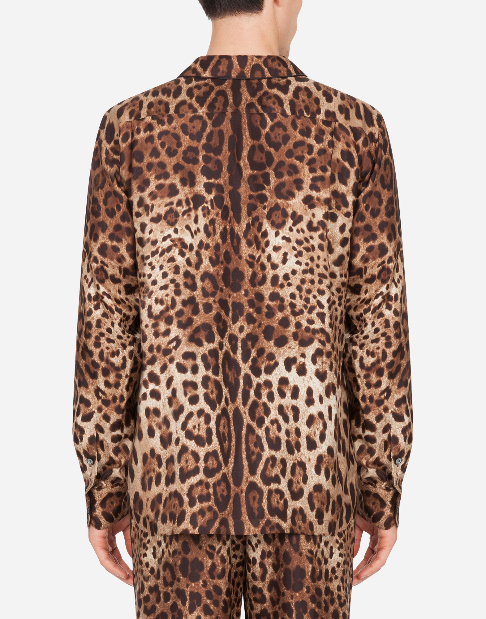 DOLCE & GABBANA ヒョウ柄シャツ M Silk shirt with leopard print in Print for Men