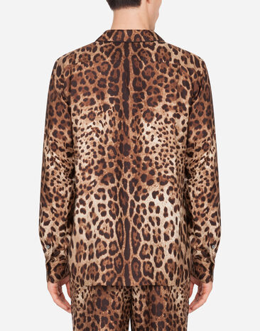 Dolce & Gabbana Silk pyjama shirt with leopard print Multicolor G5GY4TIS1B7