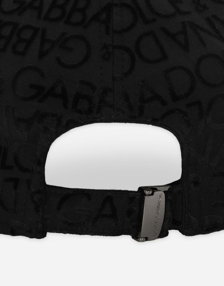 Dolce&Gabbana Cotton baseball cap with flocked logo Black GH706AGH088