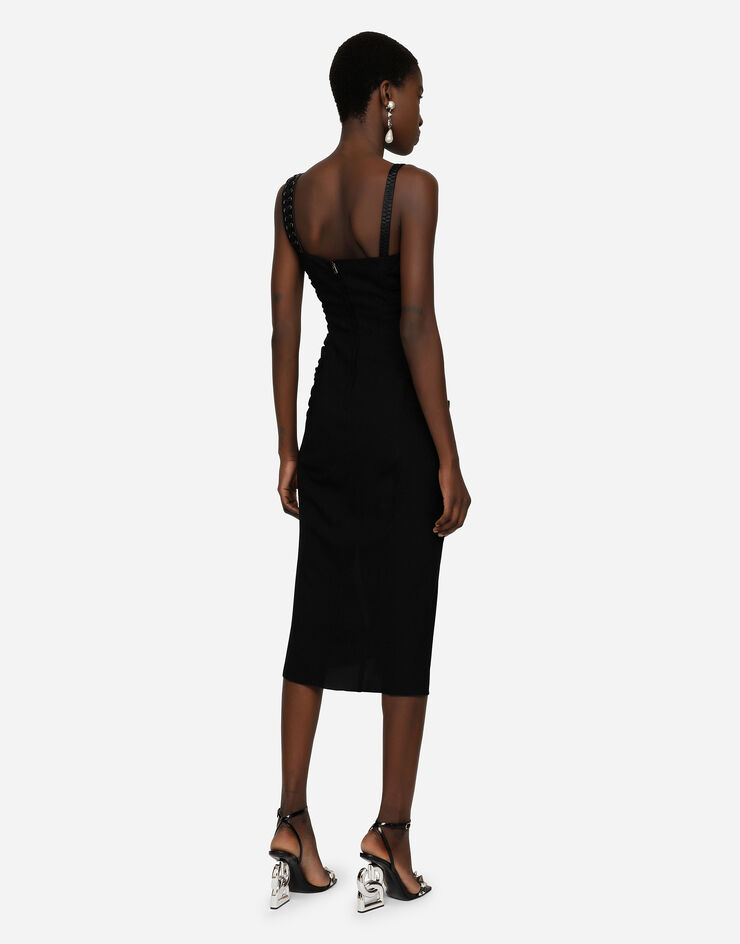 Dolce & Gabbana Sable calf-length dress with laces and eyelets черный F6ZB7TFURGC