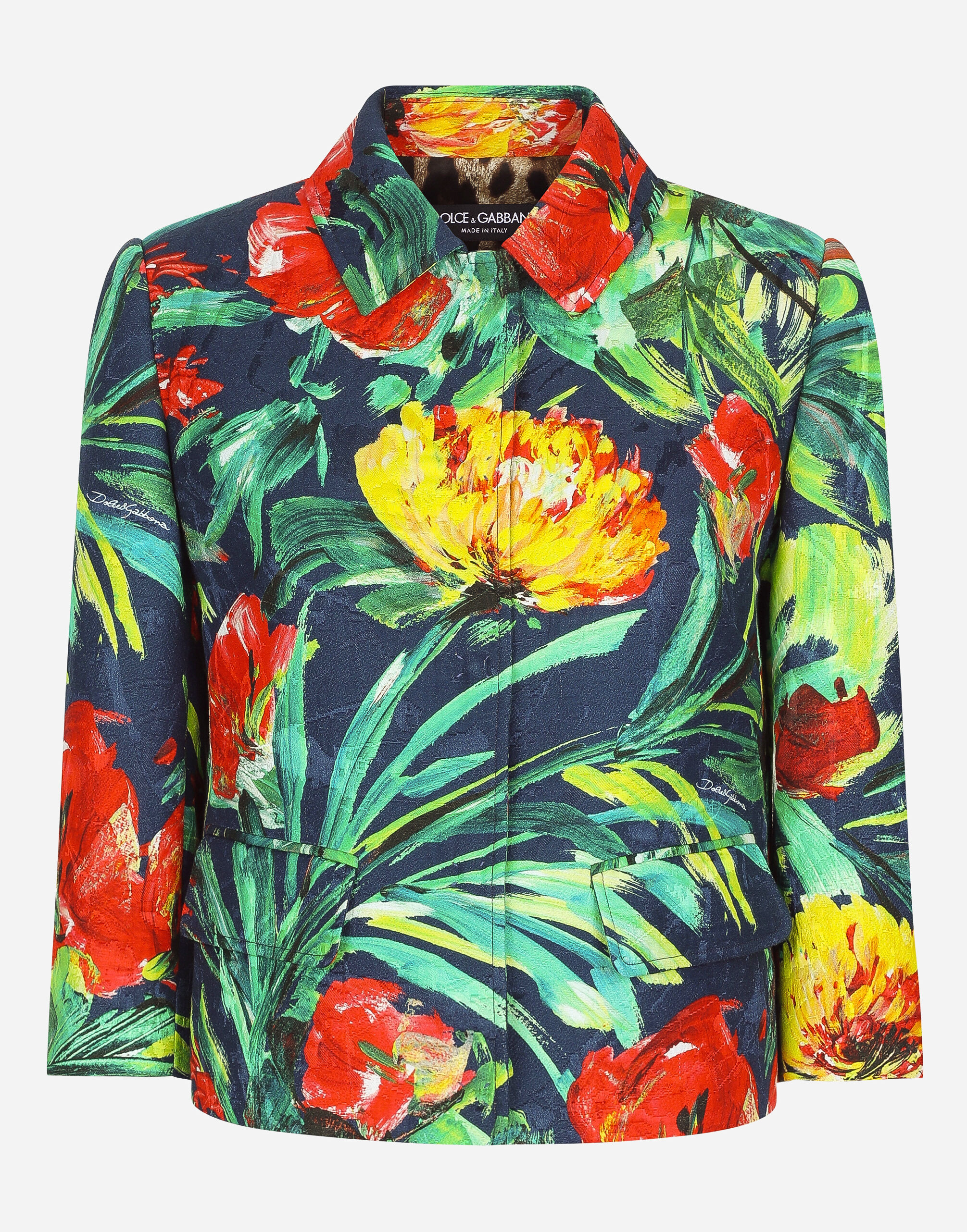 Dolce & Gabbana Jacke Gabbana aus Brokat Bloom-Print Drucken F29UDTIS1P4