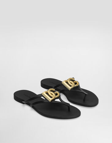 Dolce & Gabbana Rubber beachwear slides with logo Multicolor CW2418AY817