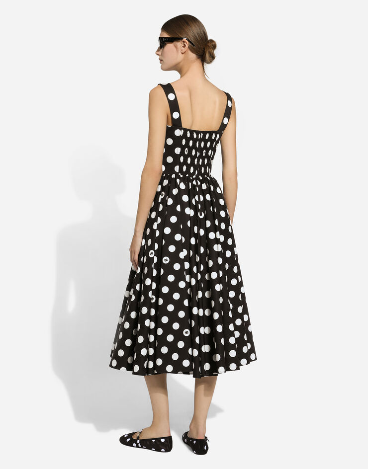 Dolce & Gabbana Cotton calf-length corset dress with polka-dot print Print F6JJDTHS5R9