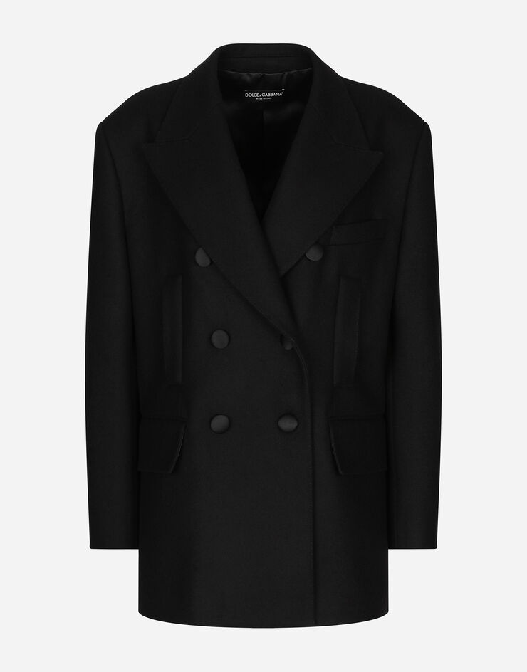 Dolce & Gabbana Zweireihige Oversize-Jacke aus Wolltuch Schwarz F293VTHUMN1