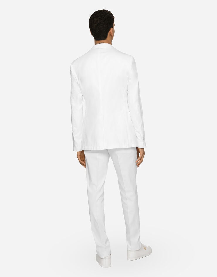 Dolce & Gabbana Single-breasted cotton Taormina jacket with DG patch White G2SM6ZFU6ZF