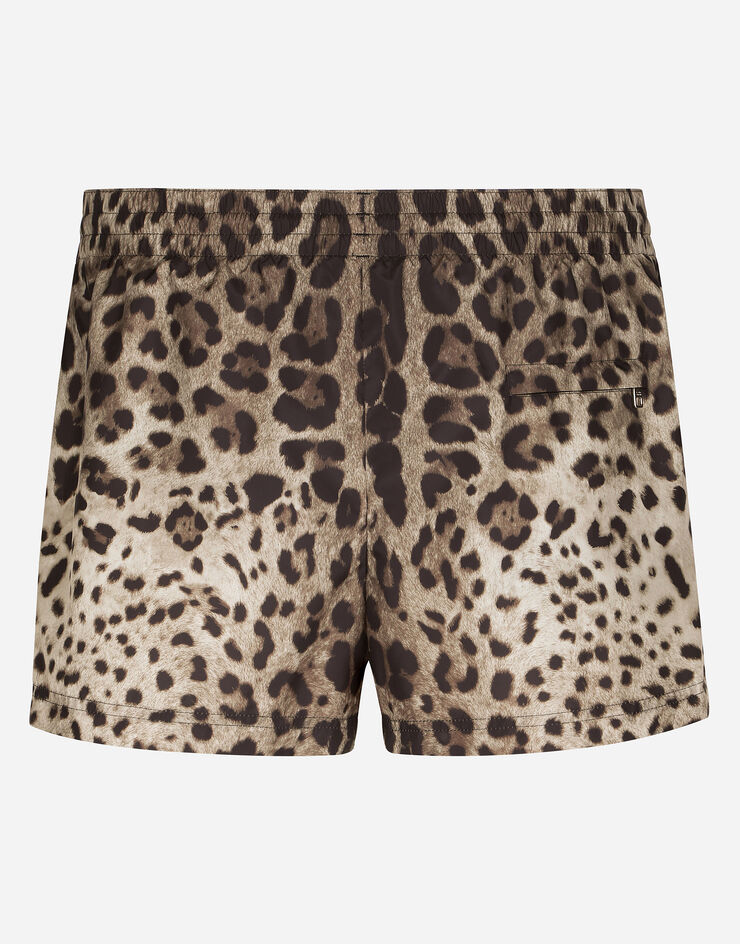 Dolce & Gabbana Short swim trunks with leopard print Animal Print M4A06THSM7F