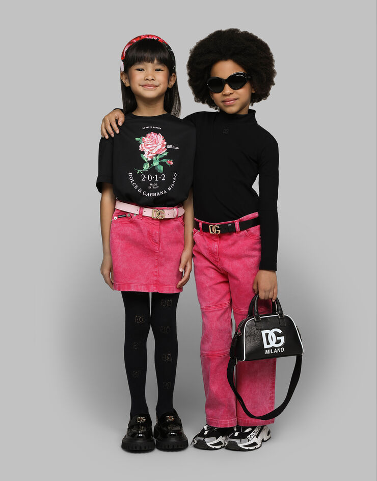 Dolce & Gabbana 5-Pocket-Jeansrock in gewaschener Optik mit Logoplakette Mehrfarbig L55I36LDC71