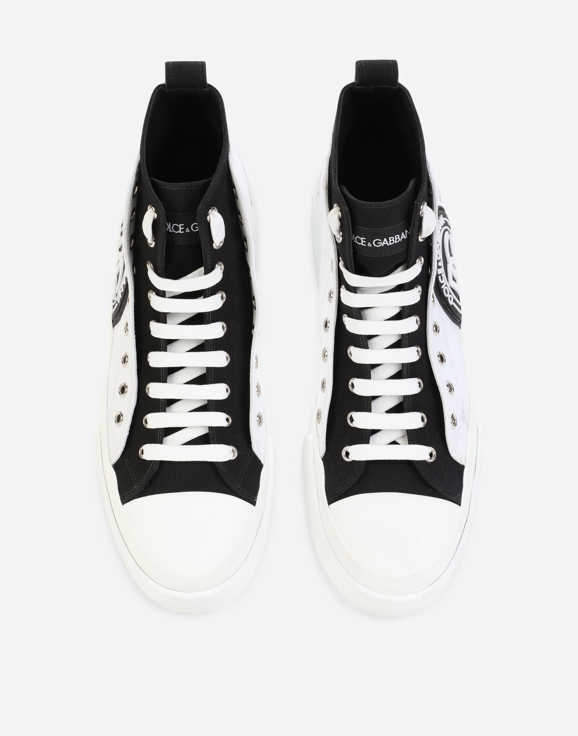 Two-tone canvas Portofino Light mid-top sneakers with DG logo