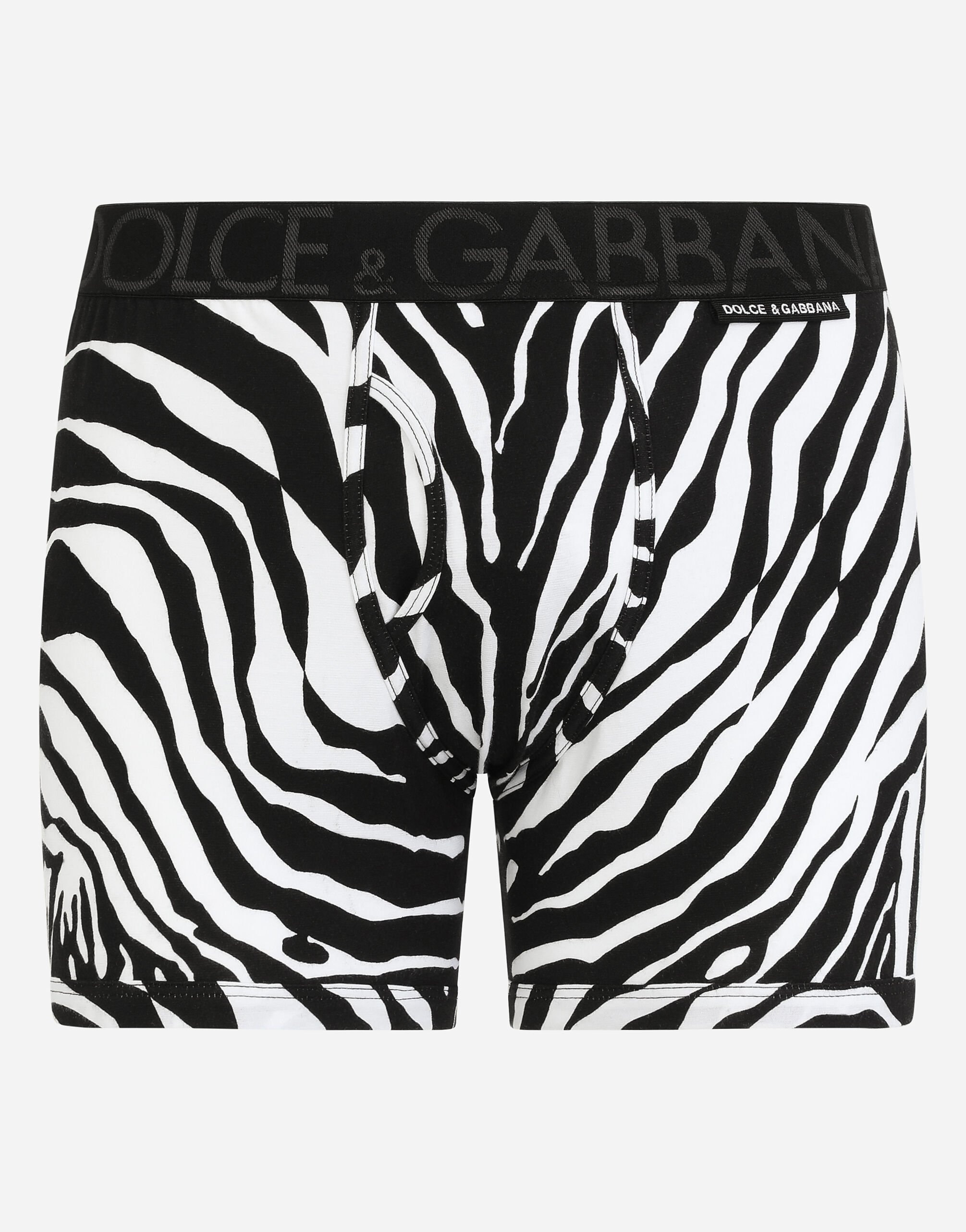 Dolce & Gabbana Long-leg stretch cotton boxers with zebra print Multicolor M4D19JFSGWF