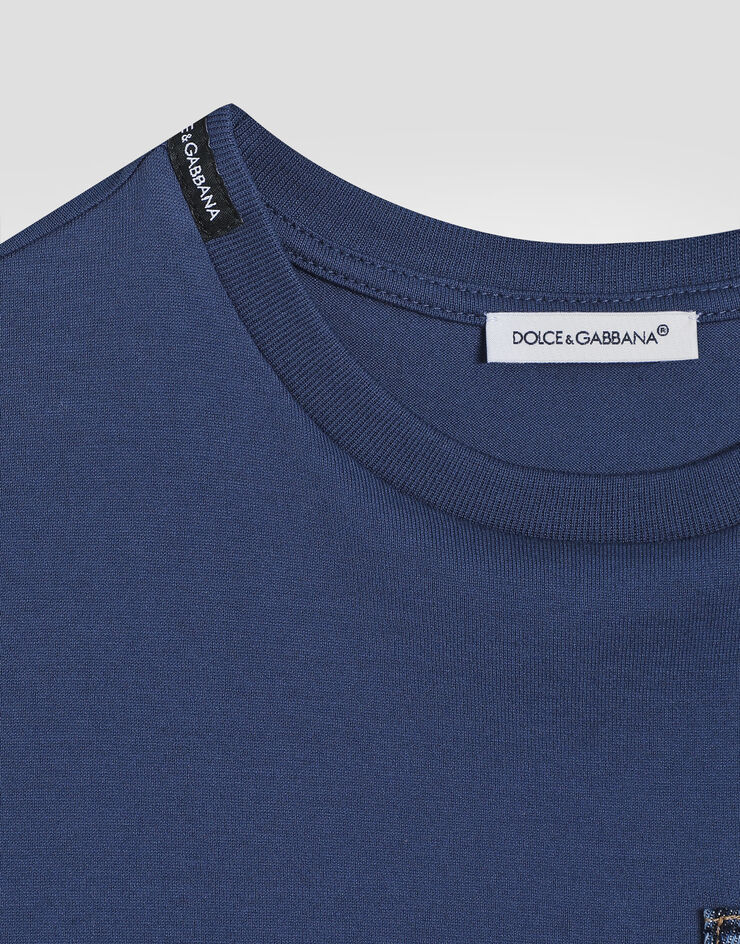 Dolce & Gabbana Camiseta de punto con bolsillo Azul L4JTIJG7O3G
