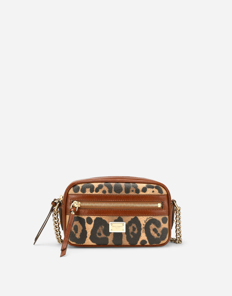 Dolce & Gabbana Sac à bandoulière petit format en crespo à imprimé léopard avec plaquette à logo Multicolore BB6931AW384