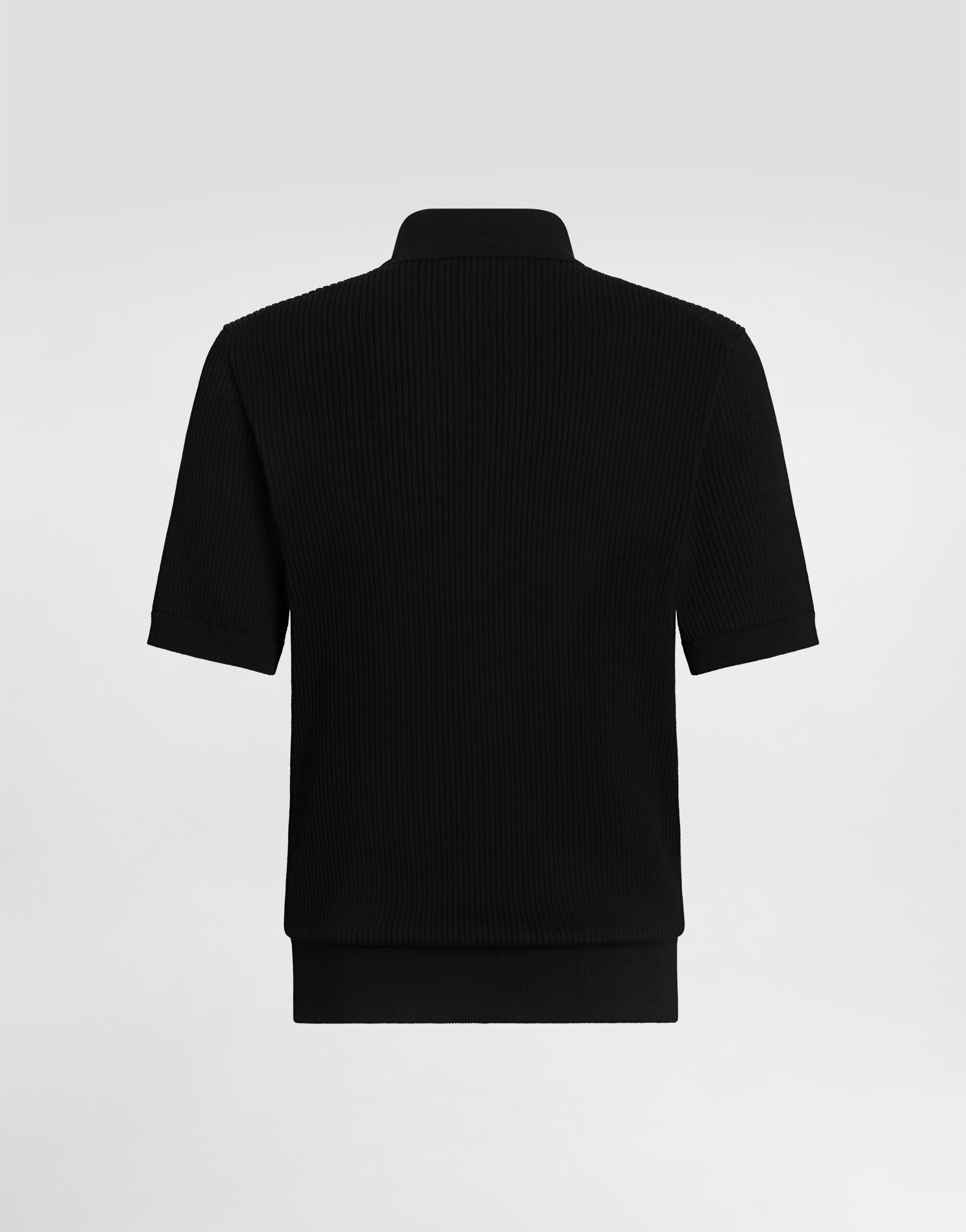 Blackのメンズ Micro-rib cotton polo shirt | Dolce&Gabbana®