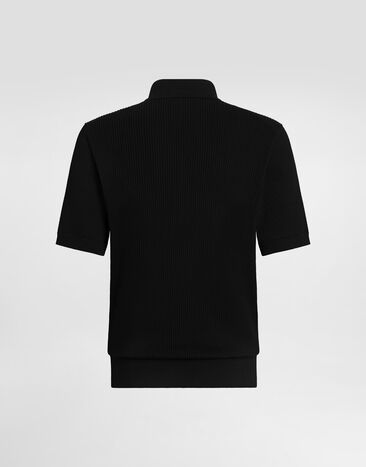 Dolce & Gabbana Micro-rib cotton polo shirt Black GXZBJZJBCJC