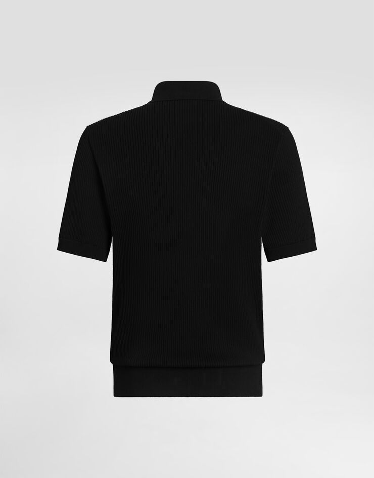 Dolce & Gabbana قميص بولو من قطن بمضلعات دقيقة Black GXZBJZJBCJC