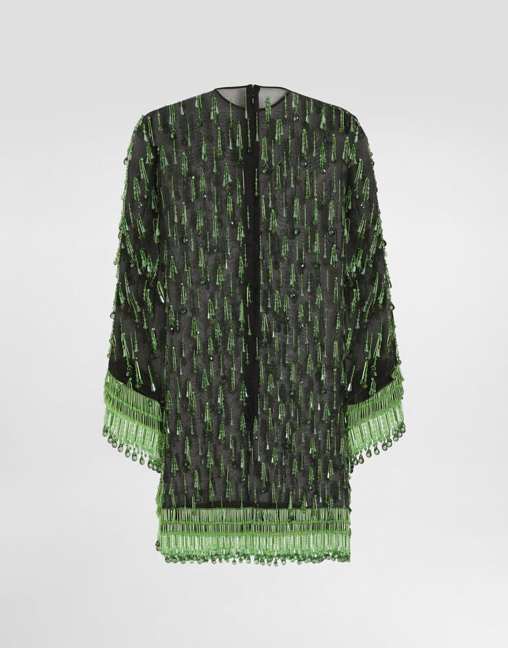 Dolce & Gabbana Short flared organza dress with embroidery Multicolor F60EHZGDDG2