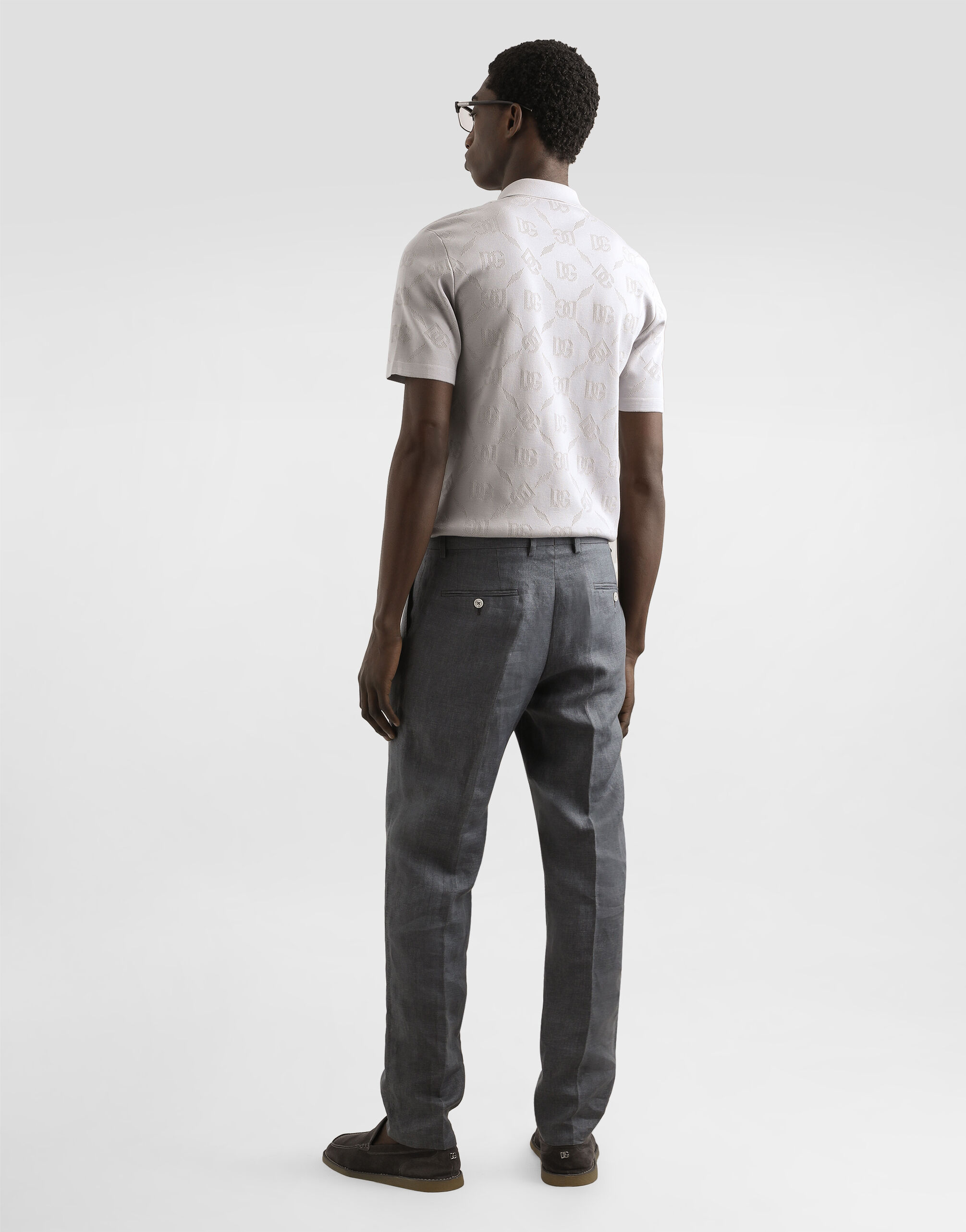 Washed linen canvas trousers in Grey for Men | Dolce&Gabbana®