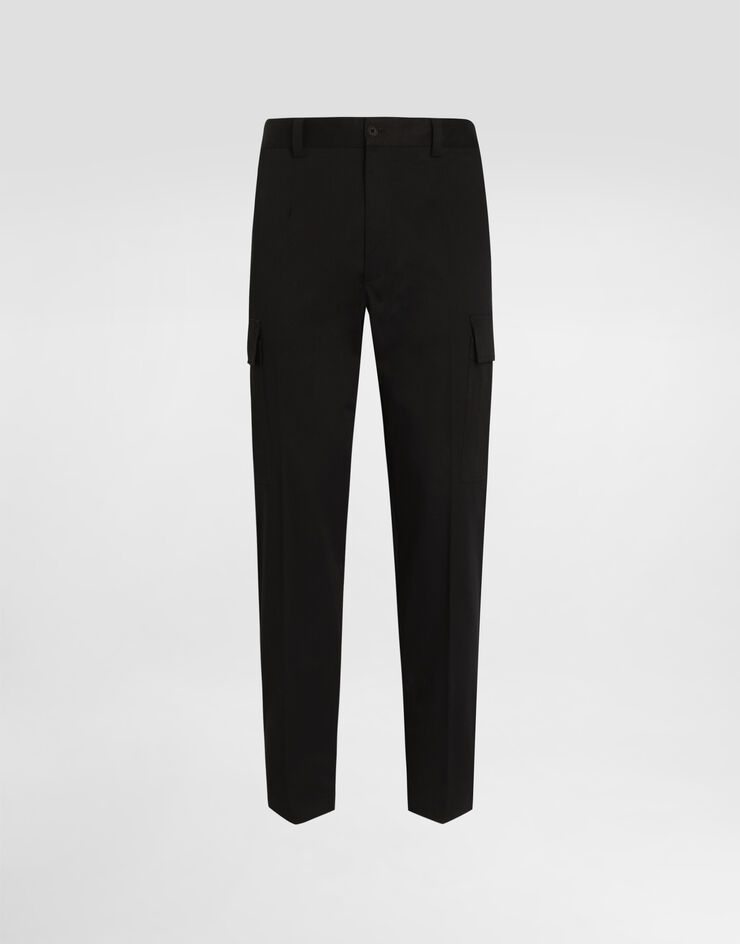 Dolce & Gabbana سروال كارغو قطني أسود GP0Y1TFUFL3