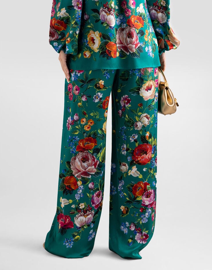 Dolce & Gabbana Rose-print satin vanity trousers Multicolor I3J77WHI12R