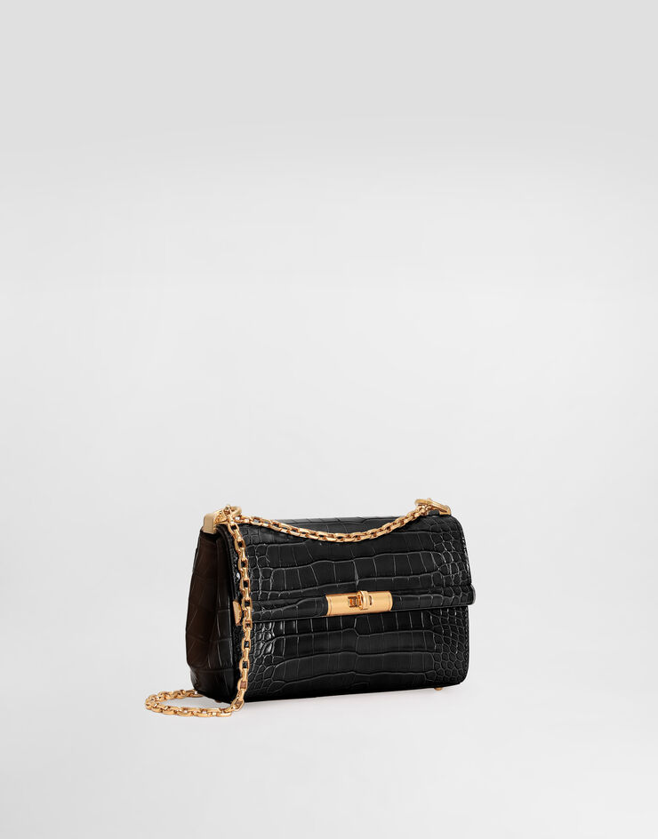 Dolce & Gabbana Mini sac City Marlene en cuir d’alligator brillant Dolce & Gabbana Mini sac City Marlene en cuir d’alligator brillant Noir BB7766A2R08