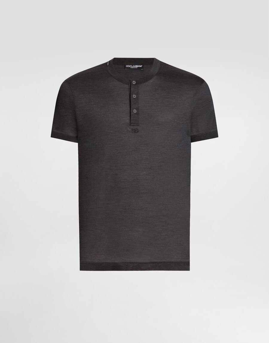Serafino silk t-shirt with embroidery