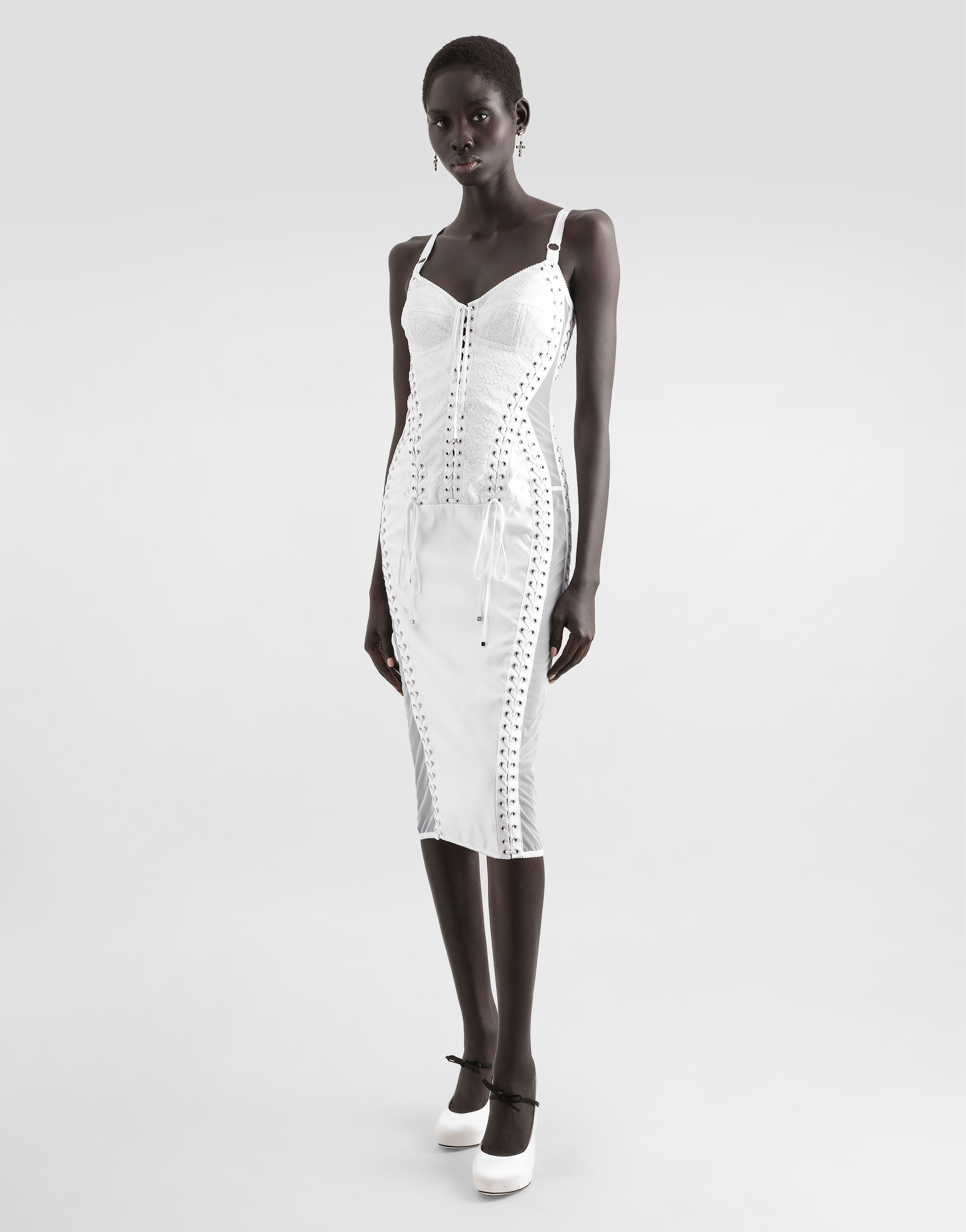 ☆VIP価格☆ Dolce＆Gabbana ウォッシュドコットン フーディー Cotton minidress with straps and cut-out detailing in White