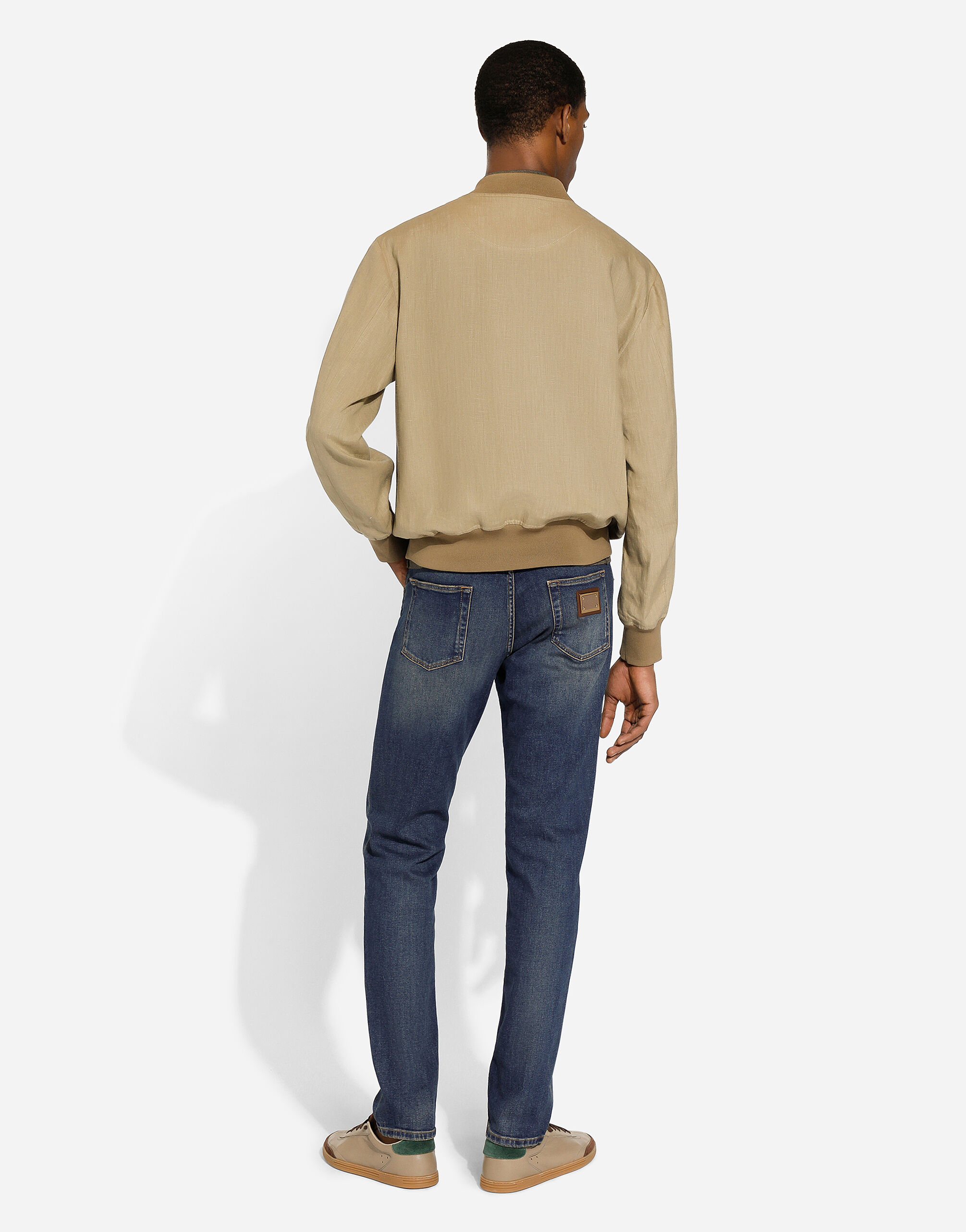 Unlined linen bomber jacket in Beige for Men Dolce Gabbana