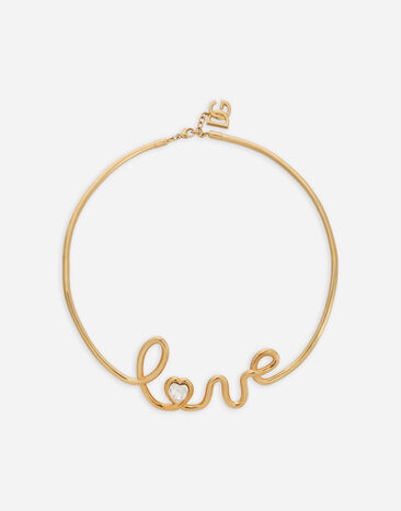 Dolce & Gabbana Semi-rigid necklace with “love” lettering Black BB7337AW576