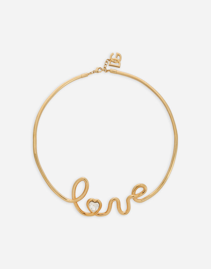 Dolce & Gabbana Semi-rigid necklace with “love” lettering Gold WNP2L3W1111