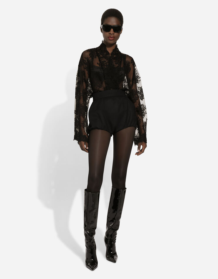Dolce & Gabbana Chantilly 花卉蕾丝和服衬衫 黑 F5P76THLMQM