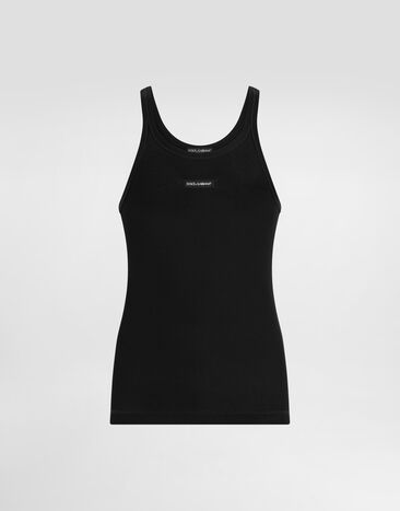 Dolce & Gabbana Cotton tank top with print Black G8PA8TG7P3I