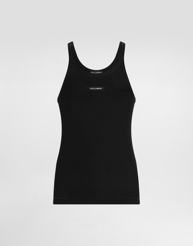 Dolce & Gabbana Cotton tank top with print Black G8PA8TG7P3I