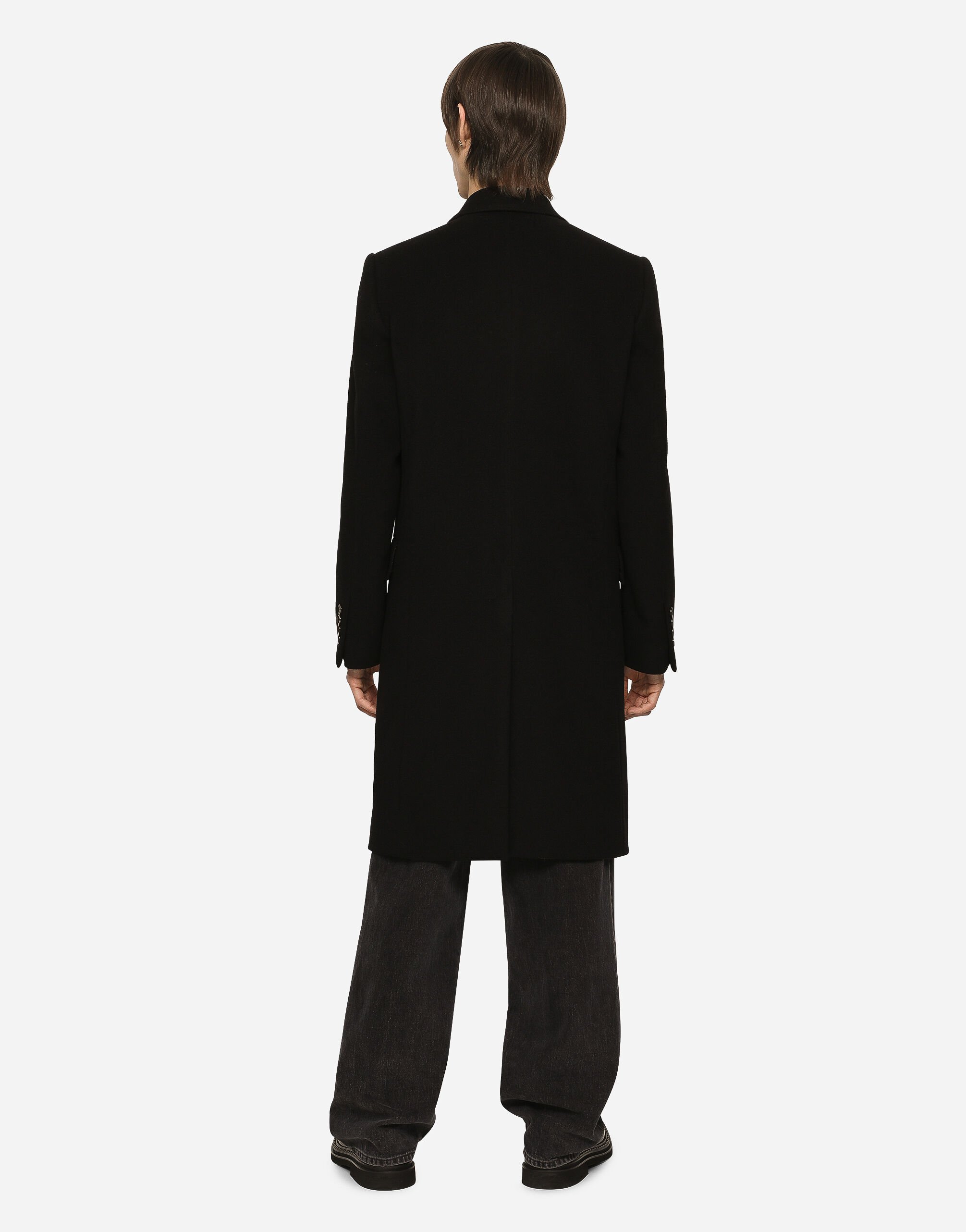 Double breasted wool coat in Black for Dolce Gabbana US