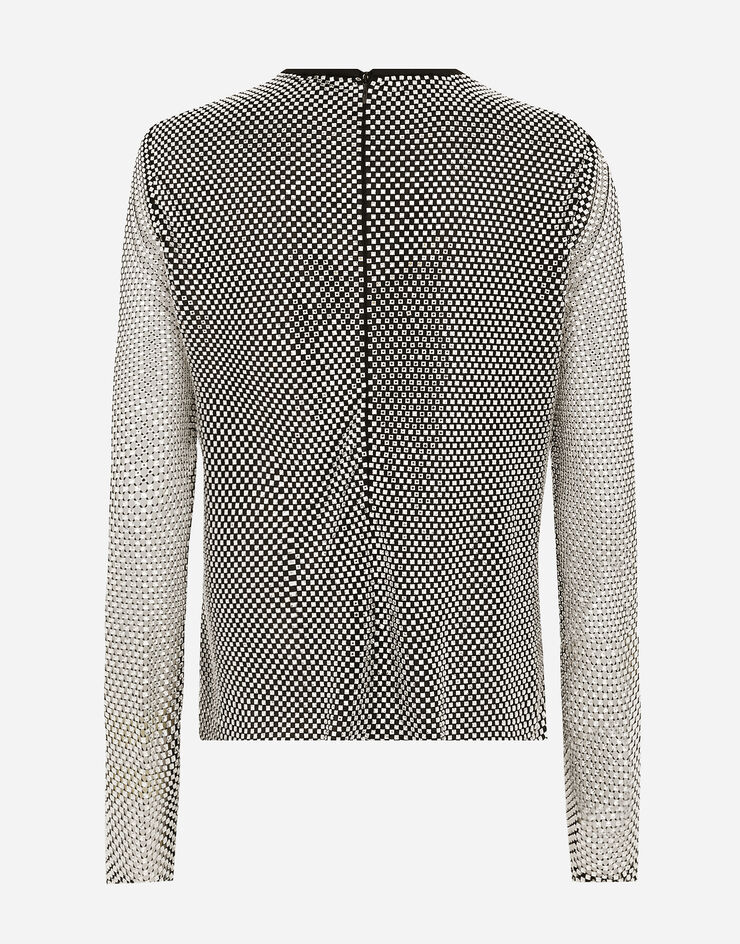 Dolce & Gabbana Bluse aus Crystal-Mesh Silber F7AJ2THLSA0