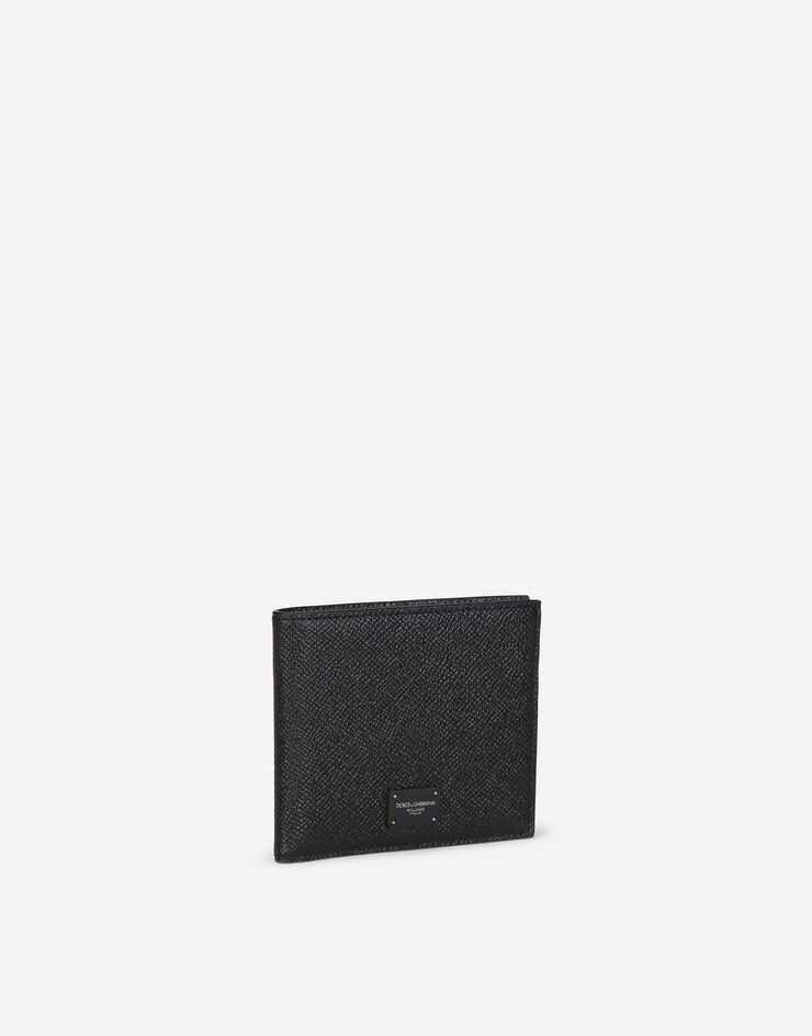 Dolce & Gabbana Dauphine calfskin bifold wallet with branded plate Black BP1321AZ602