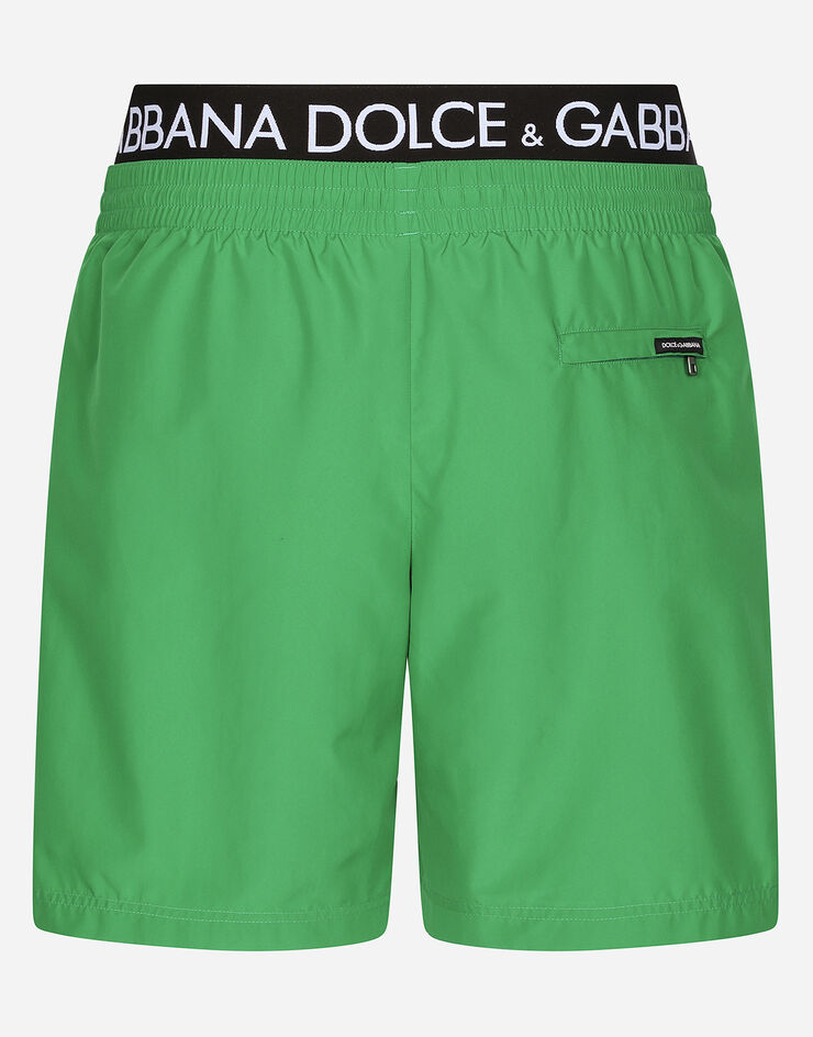 Dolce & Gabbana Mid-length swim trunks with branded band Green M4E71TFUSFW
