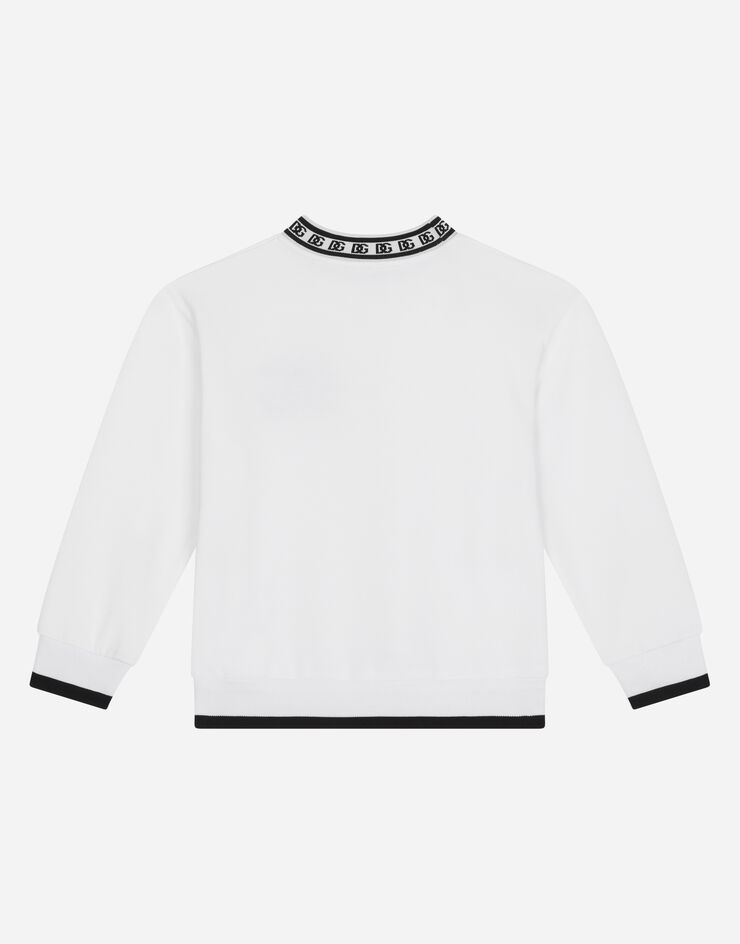 Dolce & Gabbana DG 徽标刺绣平纹针织圆领卫衣 白 L4JWDOG7IJ8