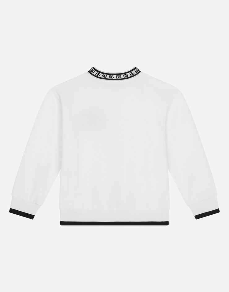 Dolce & Gabbana Rundhalssweatshirt aus Jersey DG-Logostickerei Weiss L4JWDOG7IJ8