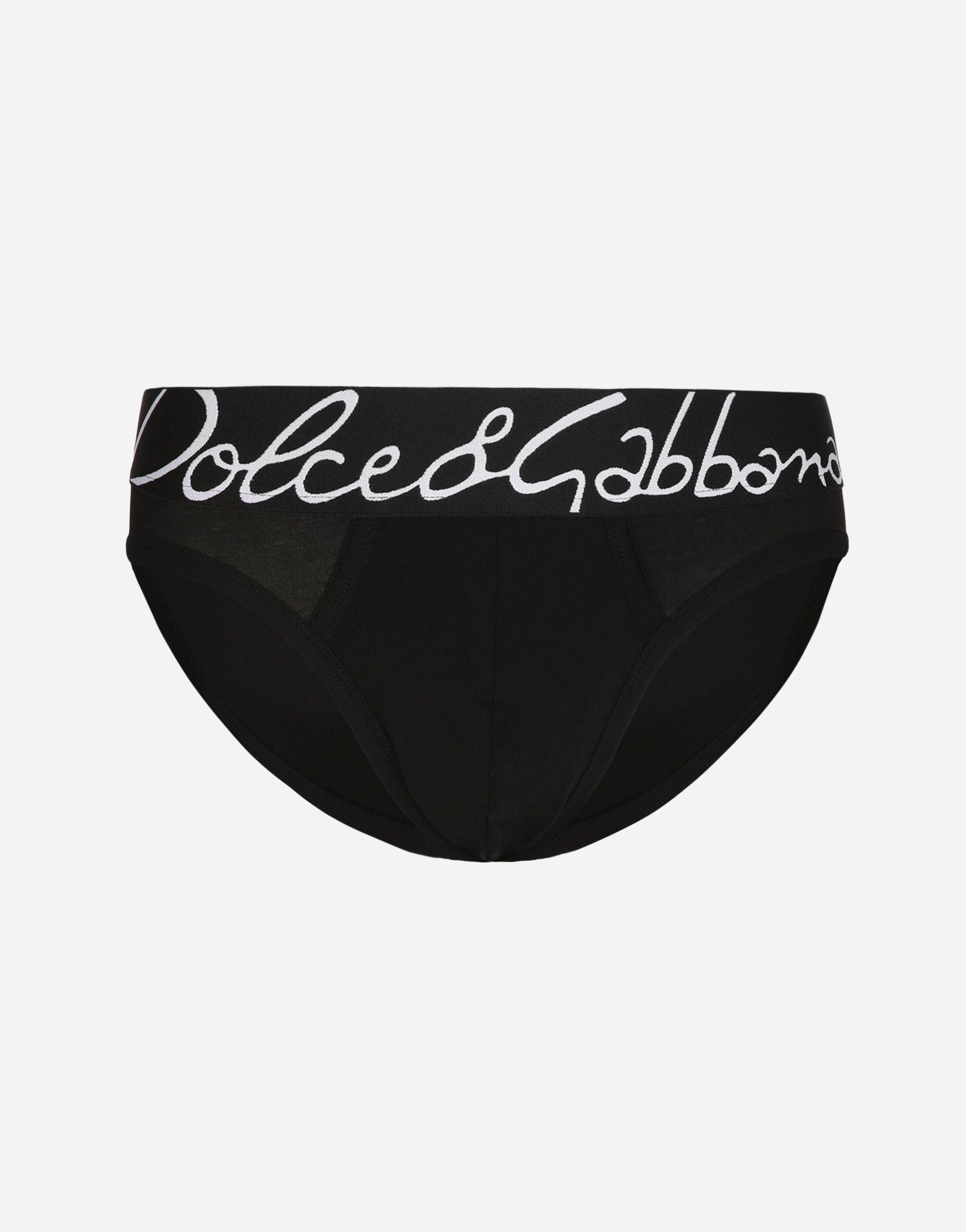 Dolce & Gabbana Slip mi-long en coton stretch Noir M9C03JONN95
